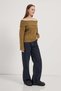 Women's Madonna Collar Off-The-Shoulder Plain Khaki Knitwear Sweater - 2