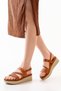 730-152 Tan Orthopedic Genuine Leather Padded Women's Sandals