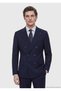 Navy Blue Solid Wool Blend Suit