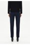 Belted Maxi Length Classic Slim Fit Navy Blue Trousers - 5