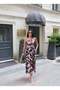 Linen Patterned Shoulder Tie Dress - Black - 4