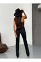 Women's Asymmetrical Cross Waist Detailed Wide Leg Jean Trousers - 3
