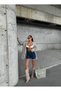 Women's High Waist Dark Blue Jean Shorts - 3