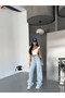 Women's Asymmetrical Waist Wide Leg Jeans - 100% Cotton Denim Ripped Trousers - 4