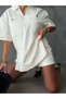 Women's Denim Shorts Skirt Set Short Sleeve Pocketed Denim Shirt Cotton Combination Set - 7