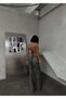 Tan leather-look snake print wide-leg trousers - 5