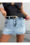 Women's High Waist Ripped Detailed Denim Shorts