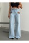 Wide Leg Denim Trousers with Side Windows