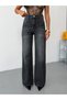 Women's High Waist V-Roched Western Detailed Wide Leg Straight Cut Jeans - 4