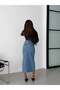 High Waist Slit Denim Skirt - 3