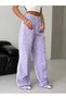 Women's Leopard Patterned High Waist Wide Leg Pants with Stripe Detail - 4