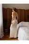Women's Knitted Knitwear Maxi Slit Dress, Long Summer Dress with Straps and Laces - 4