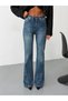 Women's High Waist Geometric Stitching and Rivet Detailed Spanish Flare Jeans