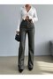High Waist Leather-Look Women's Trousers – Stylish Straight Leg Pvc Fabric Modern Design