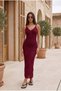 Women's Ribbed Knitwear Strappy Maxi Dress Fitted Summer Stylish Dress - 4