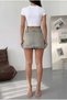 High Waist Mini Denim Skirt Distressed Blue Washed Jean Skirt with Pocket Detail - 4
