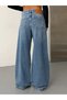 Women's High Waist Extra Loose Wide Leg Jeans with Stitching Detail - 2