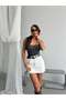 Women's High Waist Ripped Detailed Denim Shorts - 4