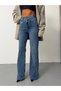 Women's High Waist Cross-Button Wide Leg Jean Pants - 6