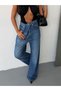 Women's Asymmetrical Waist High Waist Wide Leg Jean Trousers - 2