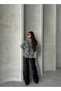 Leopard Patterned Oversized Denim Coat with Leather Collar - 2