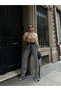 Women's Leopard Patterned High Waist Wide Leg Jeans - 3