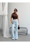 Women's High Waist Cross Belt Detailed Spanish Flare Jeans - 5