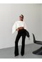 Women's High Waist Spanish Flare Jeans with Stitching Detail - 8