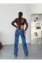 Women's Wave Detailed High Waist Wide Leg Jean Trousers - 2