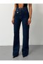 Women's High Waist Cross-Button Wide Leg Jean Pants