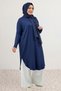 38110 Plus Size Low Sleeve Combed Cotton Tunic-Navy Blue - 4