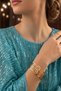 Gold Color Life Tree Figured Steel Handcuff Bracelet - 4
