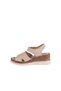Women's Heeled Wedge Sandals Beige Velcro Genuine Leather - 4