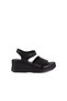 Women's Heeled Wedge Sandals Black Leather