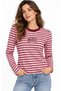 M1620077 Printed Striped T-Shirt Women's T-Shirt Pink