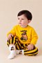 Capybara Printed Stretchy Fabric Sweatshirt, Striped Trousers and Printed Socks 3-Piece Seasonal Baby Boy Set