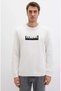 0S10203 Logo Printed Men's Hooded Sweatshirt White - 3
