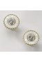 WHITE 10pcs Polished Golden Cabinet Knobs with Acrylic Insert - Light Luxury Modern Single Hole Hand - 3