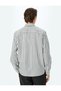 Striped Long Sleeve Button Lapel Slim Fit Shirt - 4