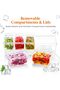 Chilled Serving Tray with 5 Removable Containers and Lids,Condiment Caddy with Ice Chamber for Salad,Fruit,and Taco Bar - 5