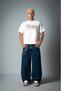 Moon Blue Contrast Stitched Baggy Blue Men's Denim Trousers - 4