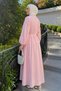 Voile Button Detail Pleated Dress 5007 - PINK - 4