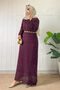 Lace-Like Knit Knitwear Dress 070336 - Bordo