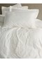 3D Embroidered Satin Double Duvet Cover Set Chic Ecru - 2