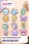 Kawaii Pastel Figured Sticker Set 30 Pieces - Cute and Adorable Laptop Phone Notebook Agenda