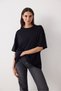 Black Crew Neck Oversize Cotton T-Shirt - 2