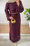 Lace-Like Knit Knitwear Dress 070336 - Bordo - 4