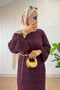 Lace-Like Knit Knitwear Dress 070336 - Bordo - 2