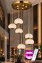 Mantar 6-Piece Antique Remote Controlled 3 Color Light Feature Dimmer Modern Glass Pendant Lamp Led Chandelier Living Room Kitchen Chandelier