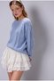 Baby Blue Knitted Bohemian Sweater with Knitted Details - 2